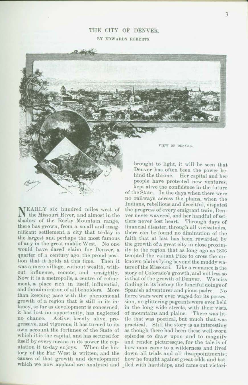 The City of Denver, 1888: an early history of "The Queen City of the Plains". vist0006b